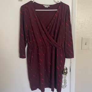 Boden Red Ruched Wrap Sheath Dress